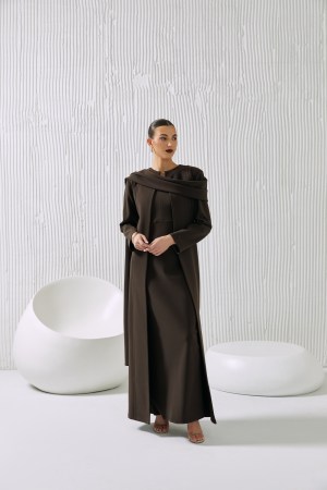 Deep Green Maxi Dress with One Side Drape Jacket