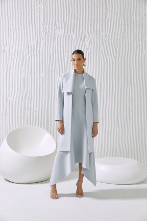 Pale Blue Midi Dress with Jacket